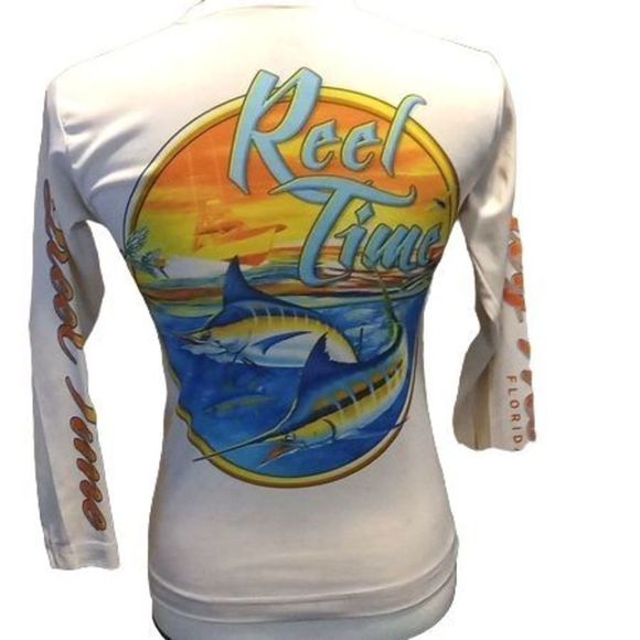 Reel Time White Long Sleeve Key‎ West Graphic Tee Men's Size Medium - Picture 4 of 7